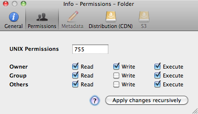 Editting permissions in Cyberduck