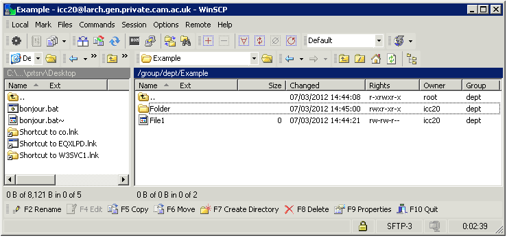 How WinSCP shows unix permisissions