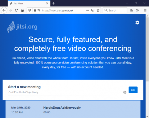 Jitsi Meet Homepage