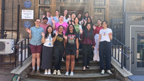 Postgraduate students on the department steps
