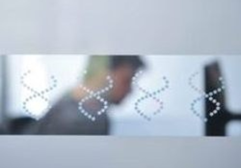 silhouette of a person behind a frosted glass door