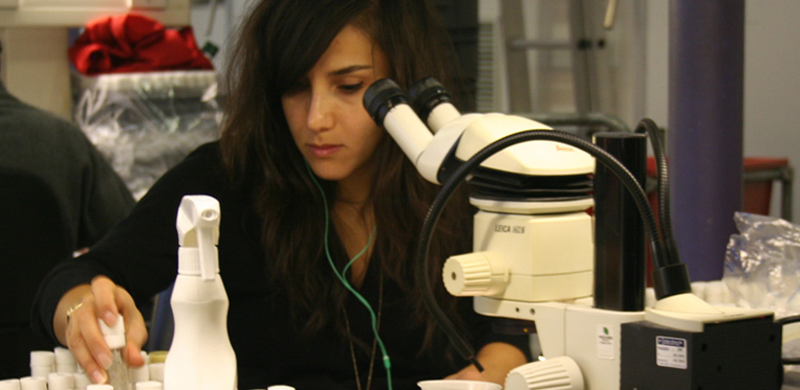 Girl with microscope 